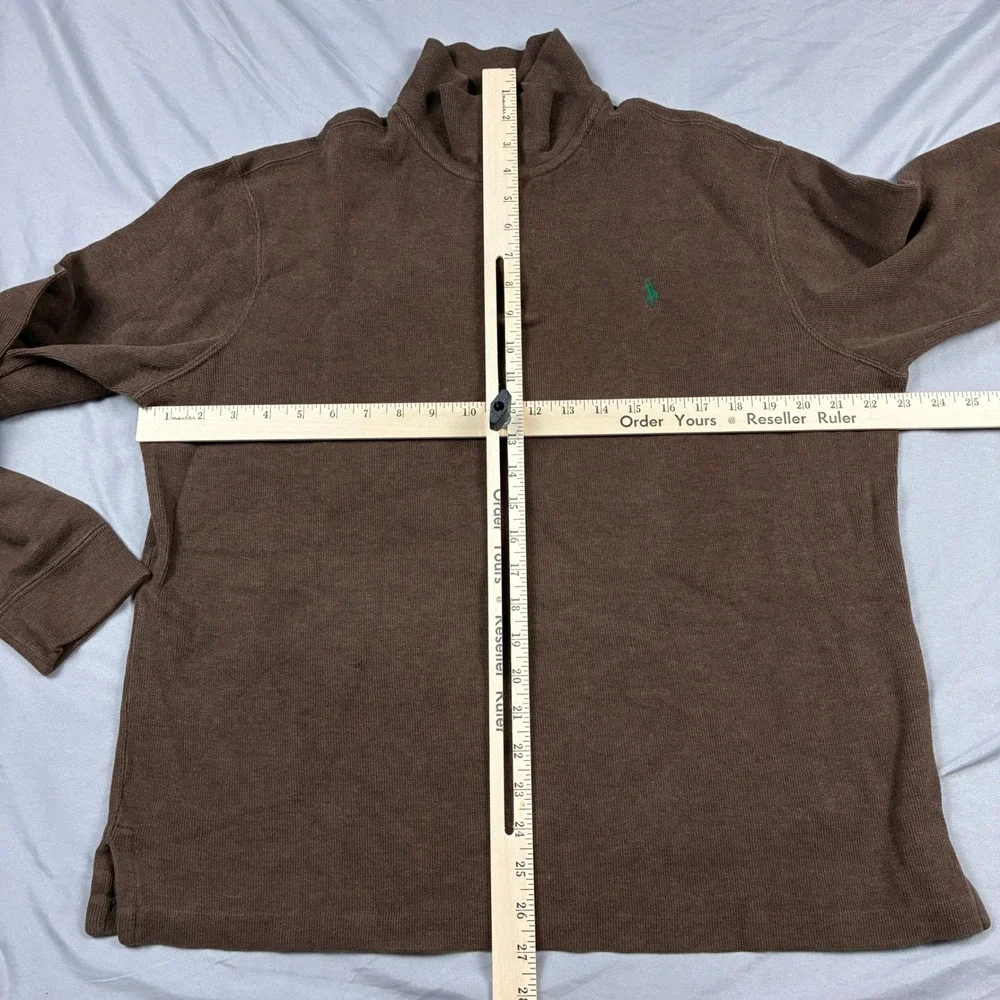 Polo Ralph Lauren Quarter Zip Pullover Brown Large Cotton Knit Sweater